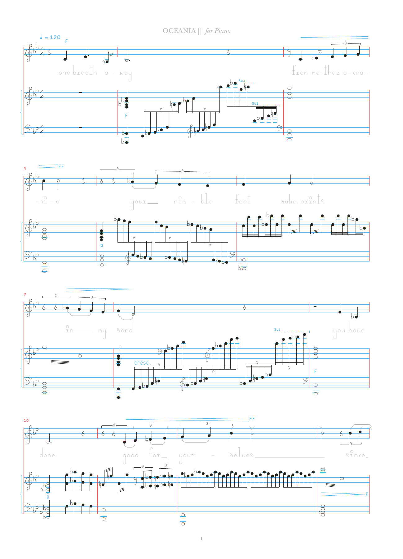Bjork Oceania sheet music notes and chords arranged for Piano & Vocal