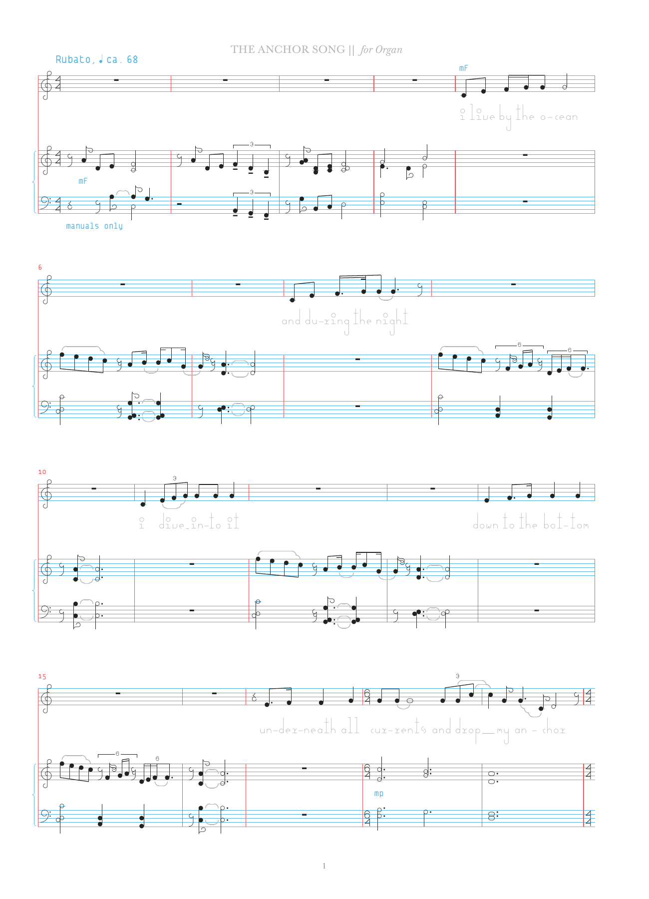 Bjork The Anchor Song sheet music notes and chords arranged for Organ