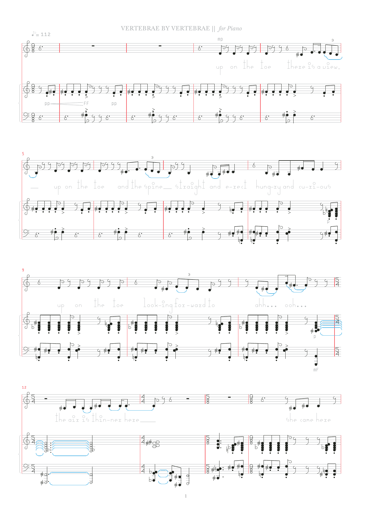Bjork Vertebrae By Vertebrae sheet music notes and chords arranged for Piano & Vocal