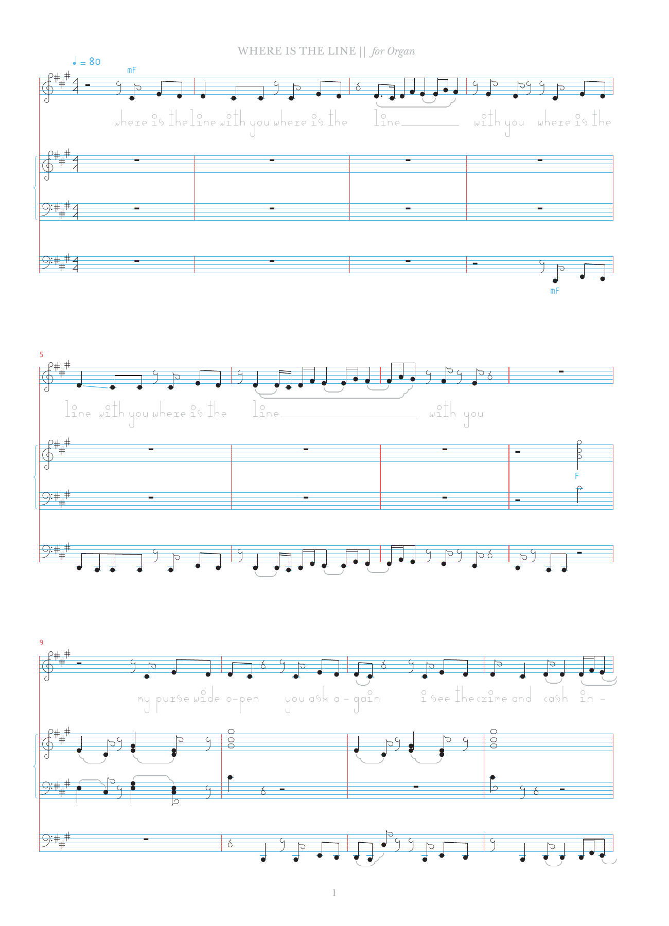 Bjork Where Is The Line? sheet music notes and chords arranged for Organ