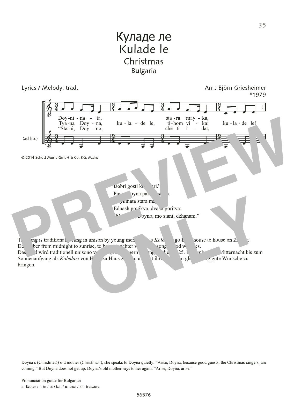 Björn Griesheimer Kulade le sheet music notes and chords arranged for Choir