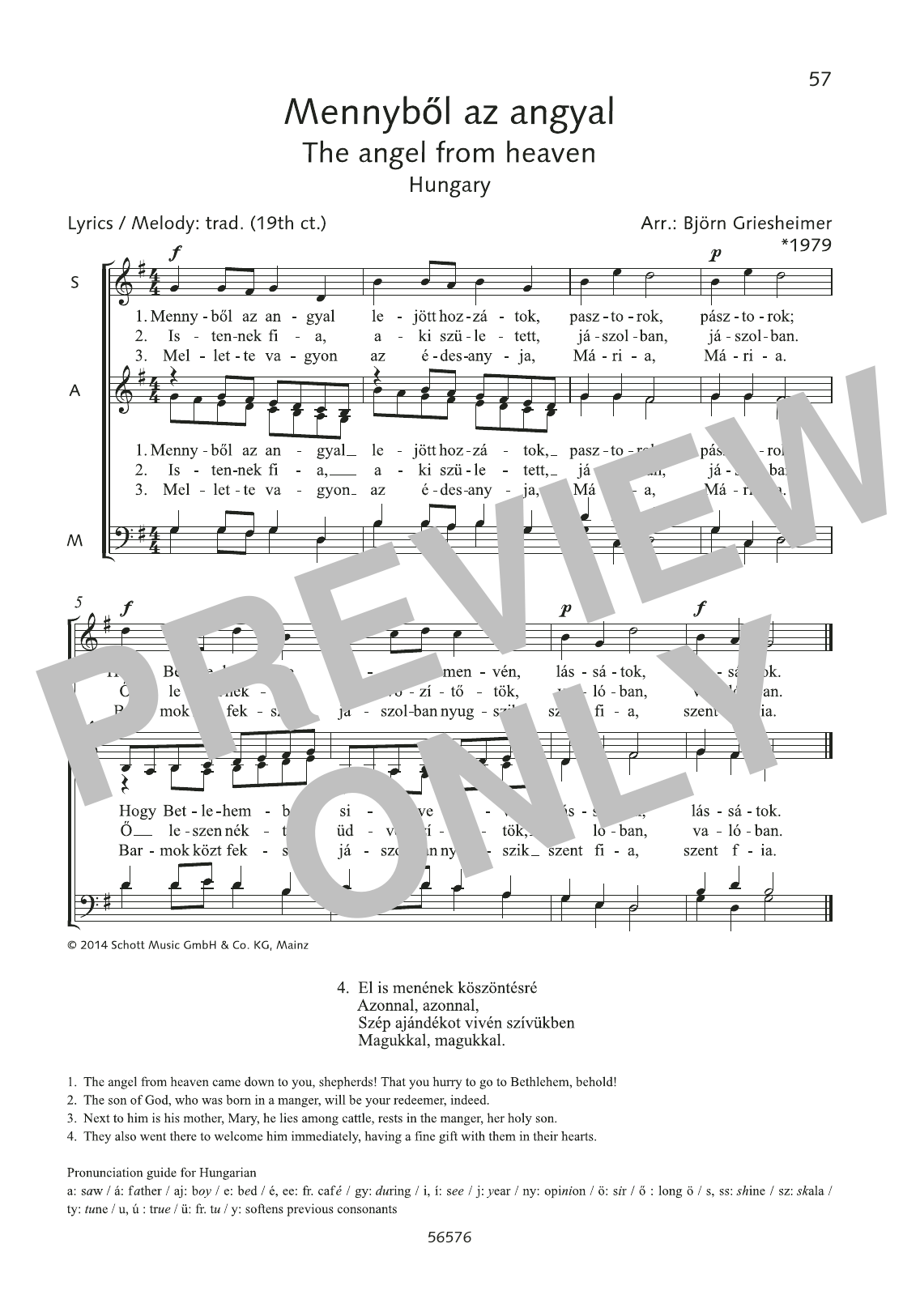 Björn Griesheimer Mennybol az angyal sheet music notes and chords arranged for Choir