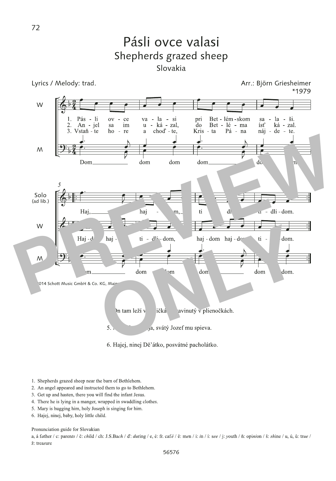 Björn Griesheimer Pasli ovce valasi sheet music notes and chords arranged for Choir