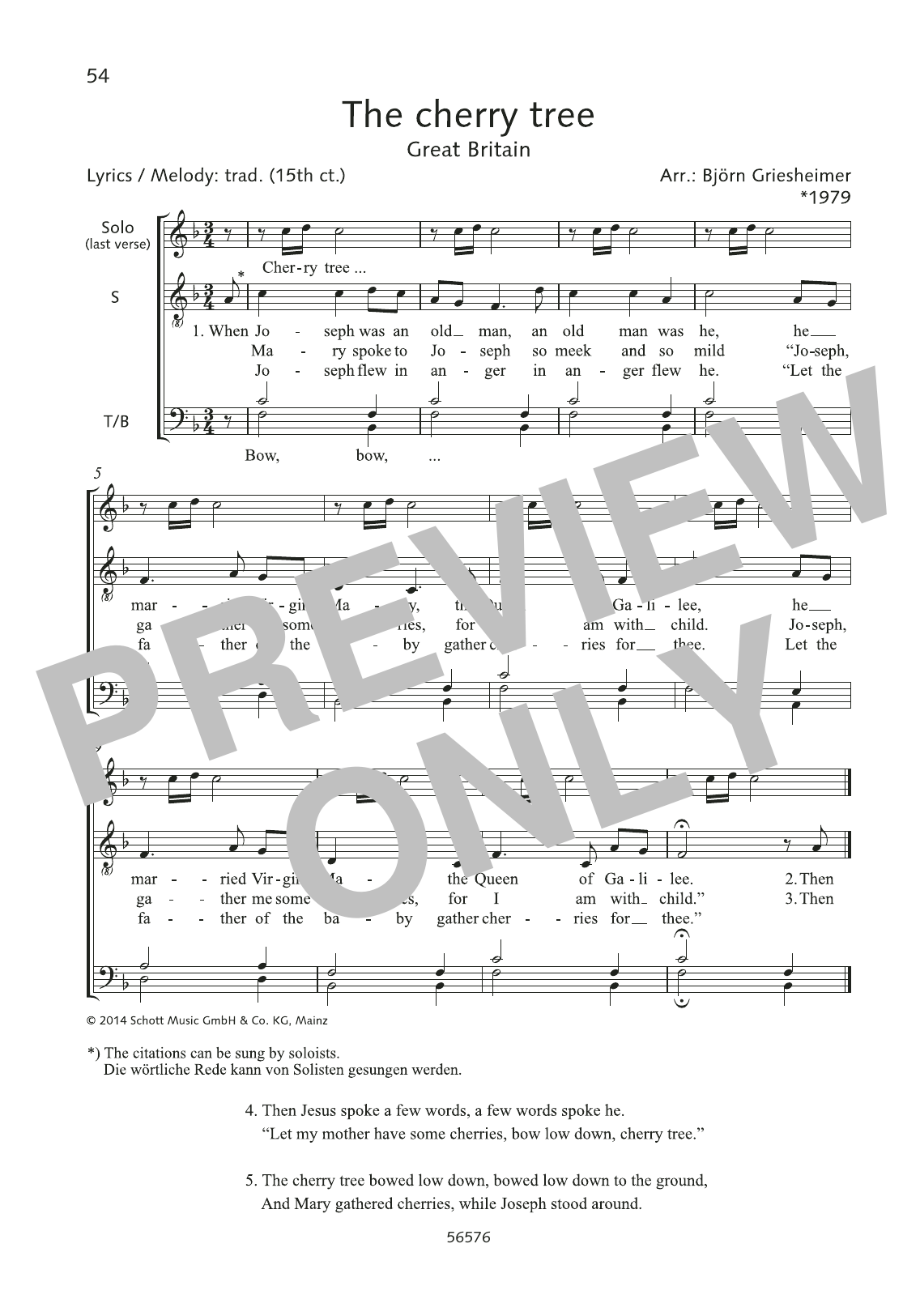 Björn Griesheimer The Cherry Tree sheet music notes and chords arranged for Choir