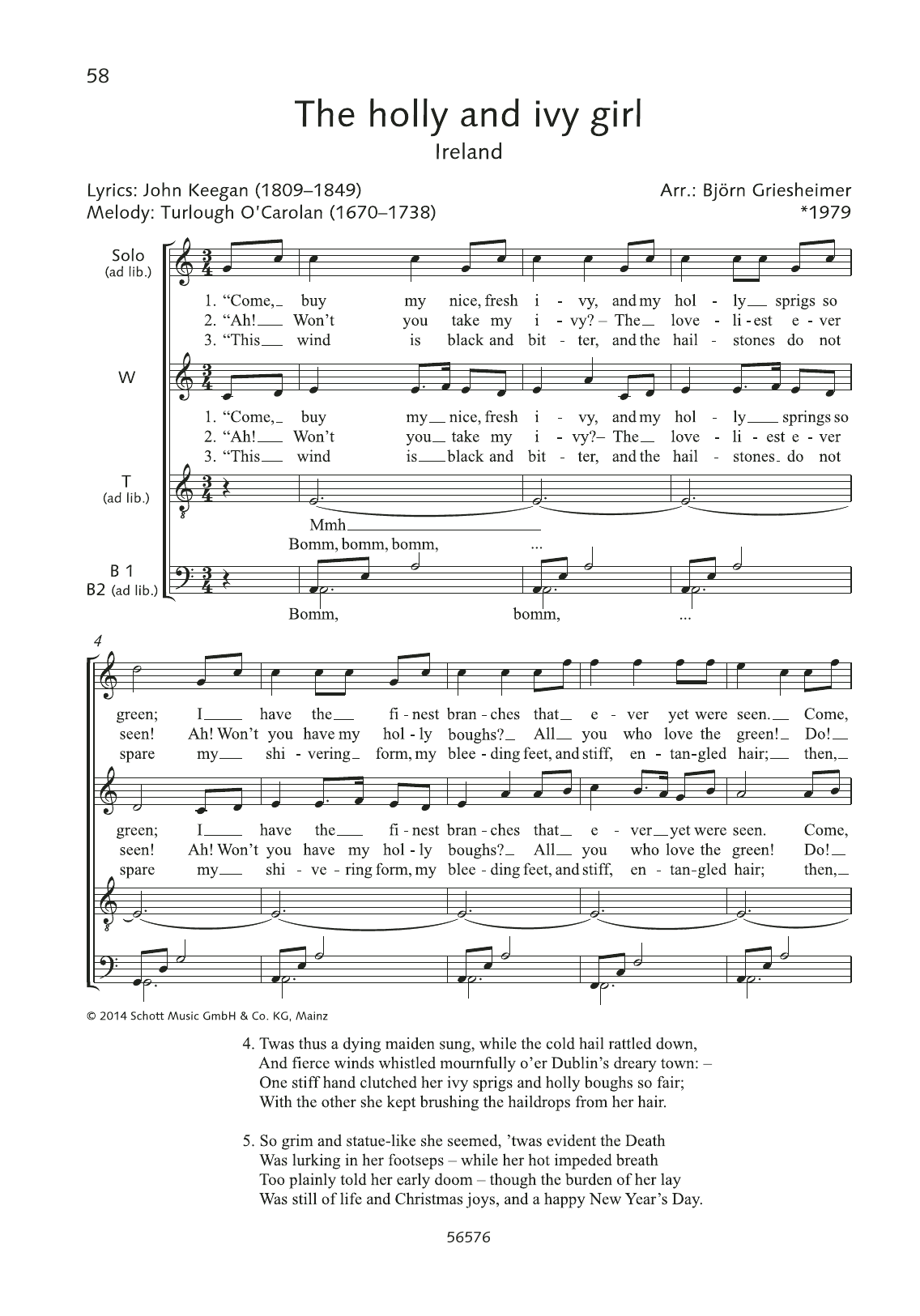 Björn Griesheimer The holly and ivy girl sheet music notes and chords arranged for Choir
