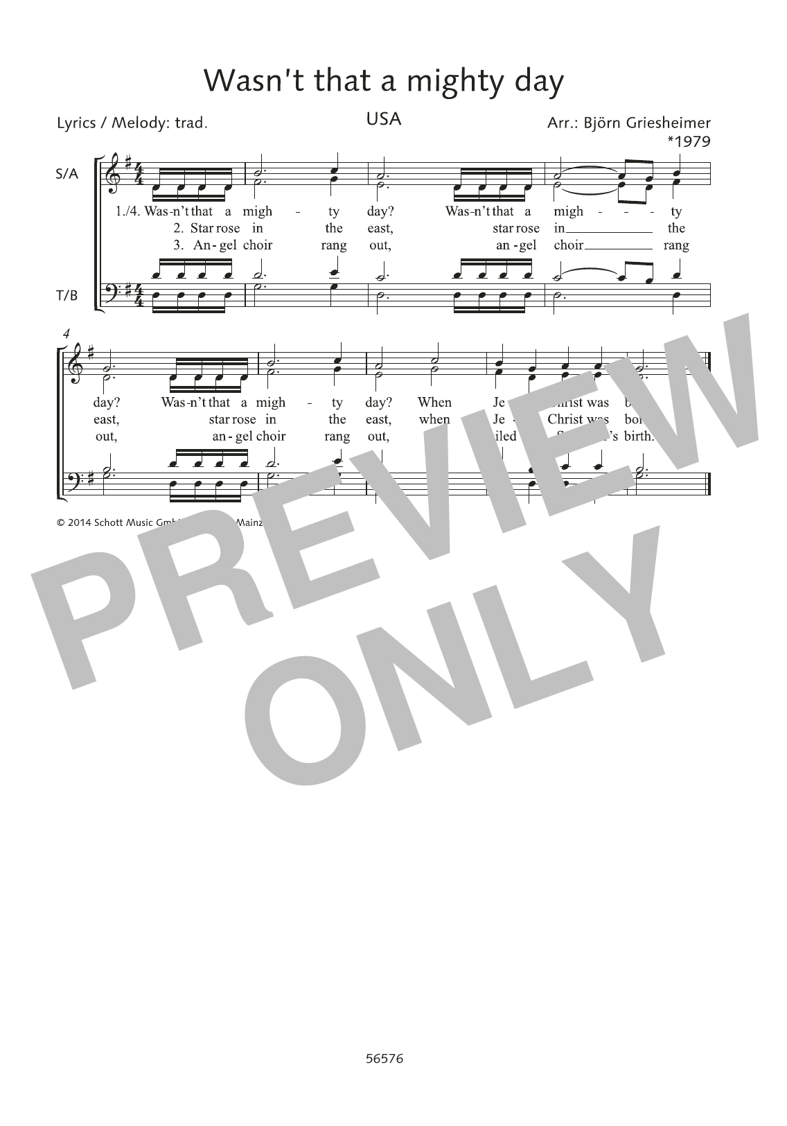 Björn Griesheimer Wasn't that a mighty day sheet music notes and chords arranged for SATB Choir