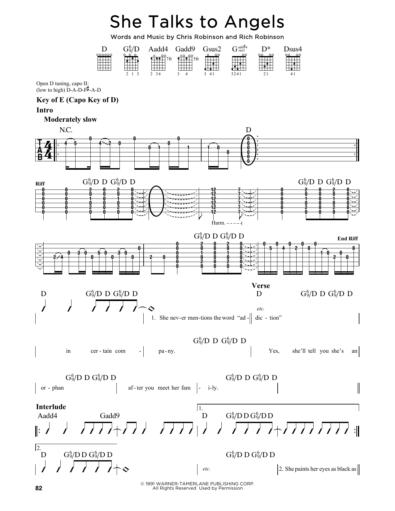 The Black Crowes She Talks To Angels sheet music notes and chords arranged for Easy Piano