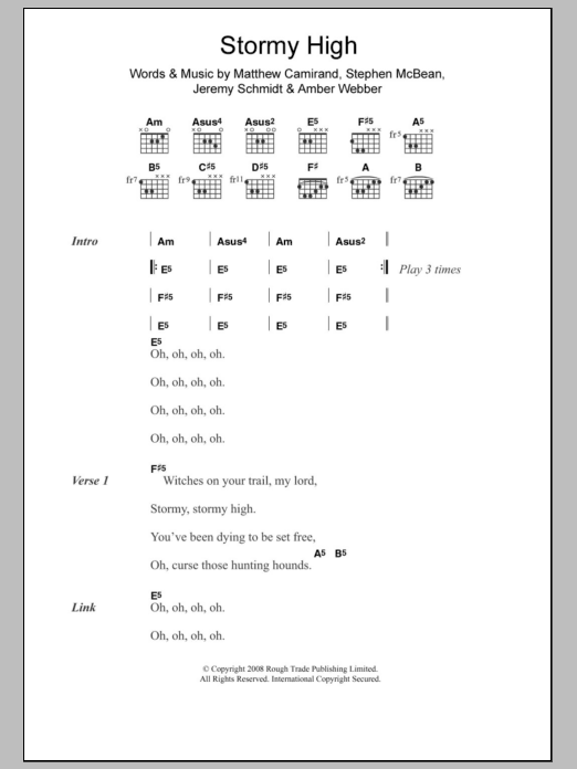 Black Mountain Stormy High sheet music notes and chords arranged for Guitar Chords/Lyrics