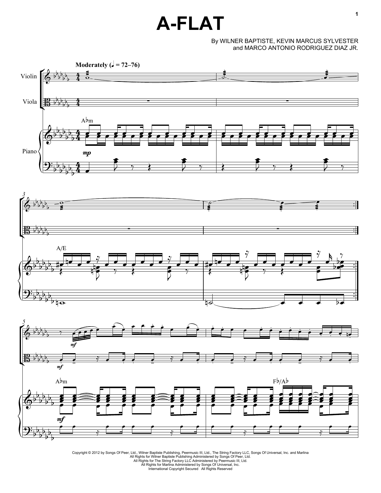 Black Violin A-Flat sheet music notes and chords arranged for Instrumental Duet and Piano