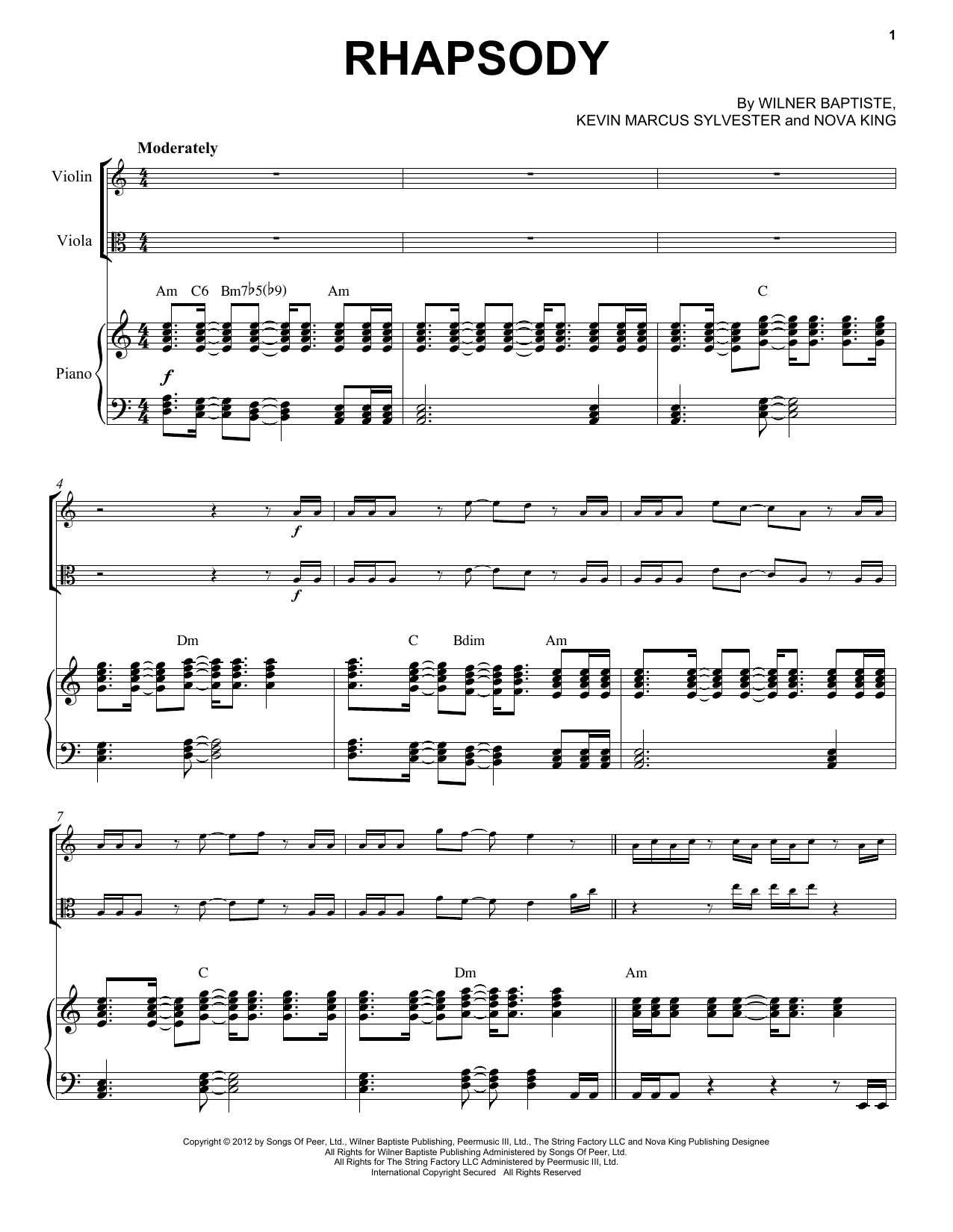 Black Violin Rhapsody sheet music notes and chords arranged for Instrumental Duet and Piano