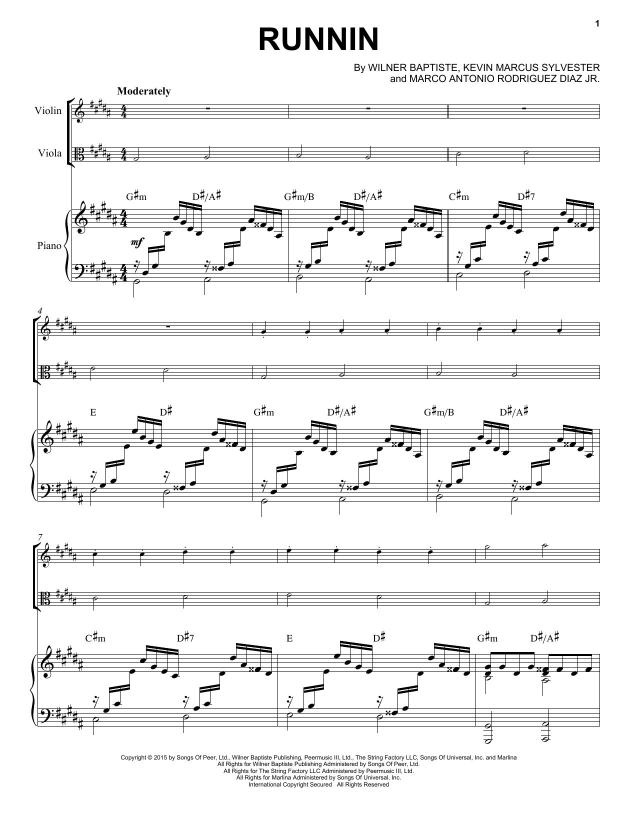 Black Violin Runnin sheet music notes and chords arranged for Instrumental Duet and Piano