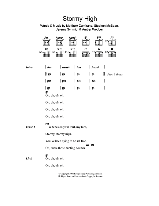 Black Mountain Stormy High sheet music notes and chords arranged for Guitar Chords/Lyrics