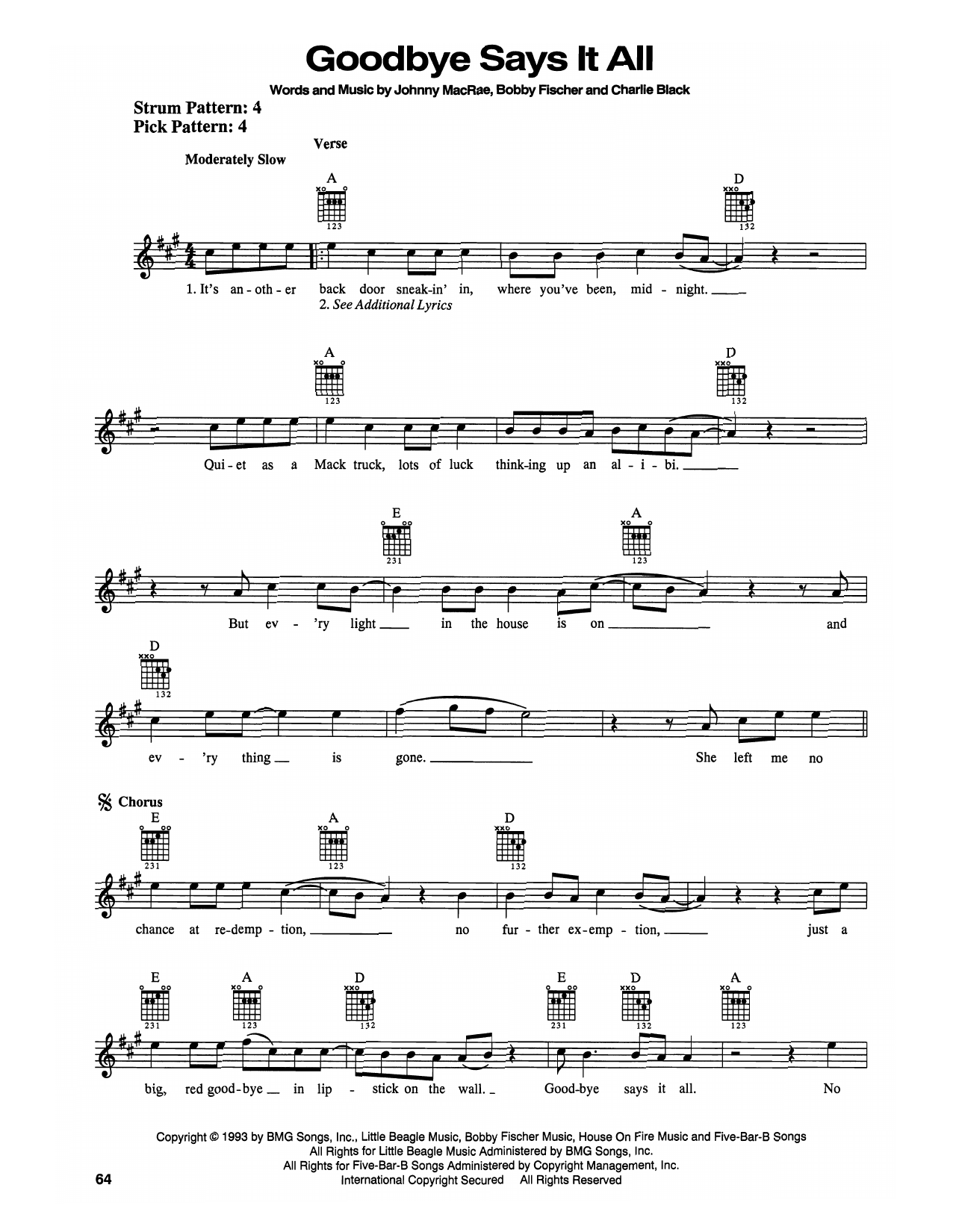 Blackhawk Goodbye Says It All sheet music notes and chords arranged for Easy Guitar
