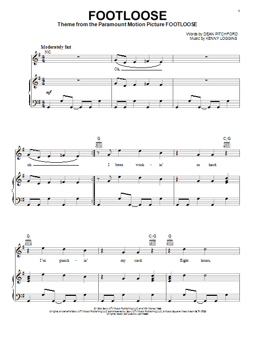 Blake Shelton Footloose sheet music notes and chords arranged for Piano, Vocal & Guitar Chords (Right-Hand Melody)