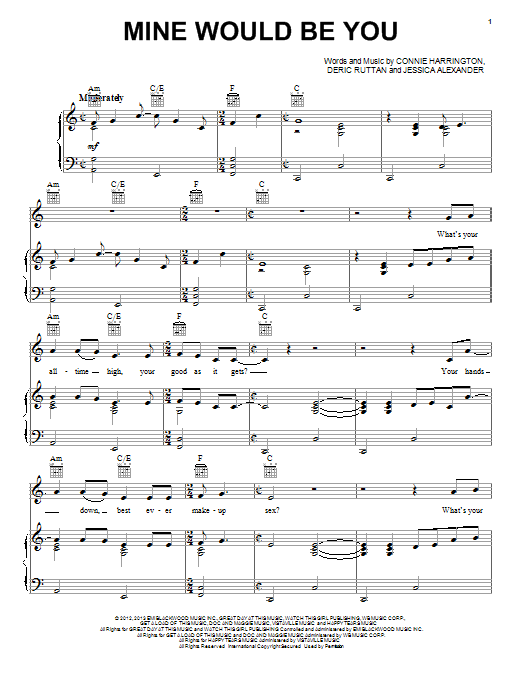 Blake Shelton Mine Would Be You sheet music notes and chords arranged for Piano, Vocal & Guitar Chords (Right-Hand Melody)