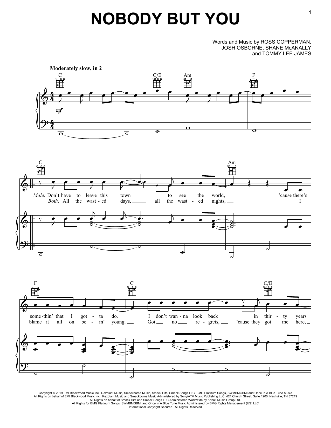 Blake Shelton Nobody But You (duet with Gwen Stefani) sheet music notes and chords arranged for Piano, Vocal & Guitar Chords (Right-Hand Melody)
