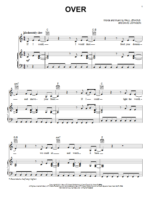 Blake Shelton Over sheet music notes and chords arranged for Piano, Vocal & Guitar Chords (Right-Hand Melody)