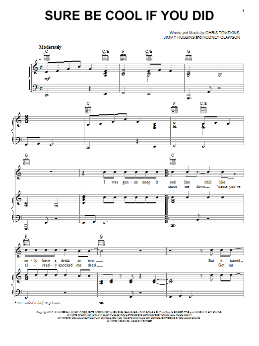 Blake Shelton Sure Be Cool If You Did sheet music notes and chords arranged for Piano, Vocal & Guitar Chords (Right-Hand Melody)