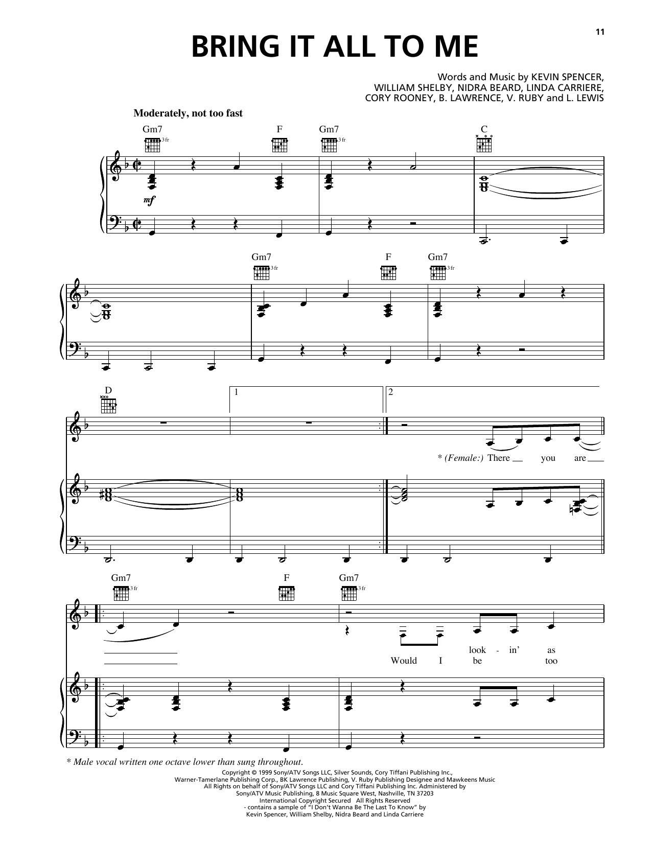 Blaque Bring It All To Me (feat. *NSync) sheet music notes and chords arranged for Piano, Vocal & Guitar Chords (Right-Hand Melody)