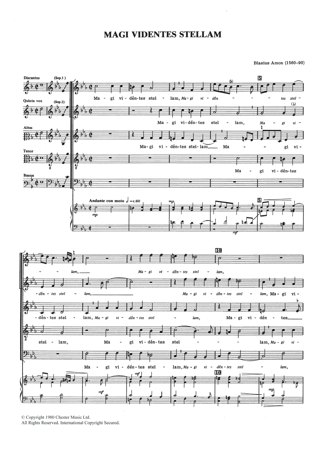 Blasius Amon Magi Videntes Stellam sheet music notes and chords arranged for SATB Choir