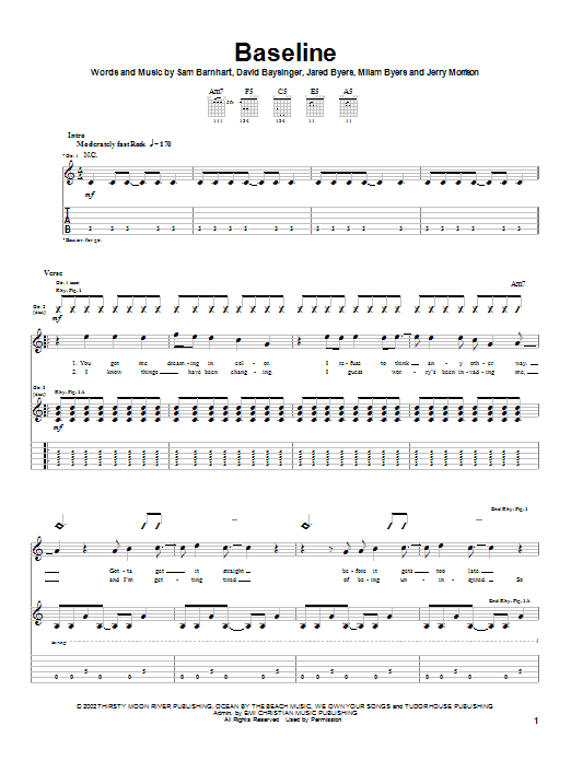 Bleach Baseline sheet music notes and chords arranged for Guitar Tab