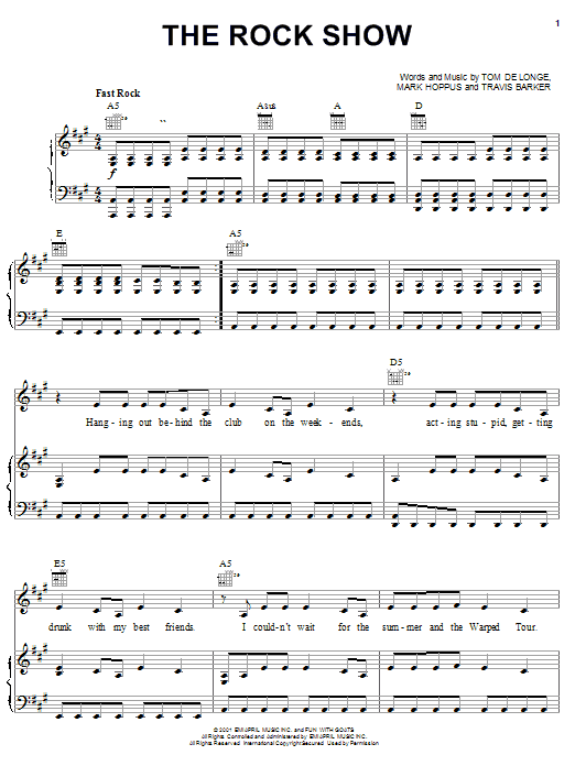 Blink-182 The Rock Show sheet music notes and chords arranged for Bass Guitar Tab