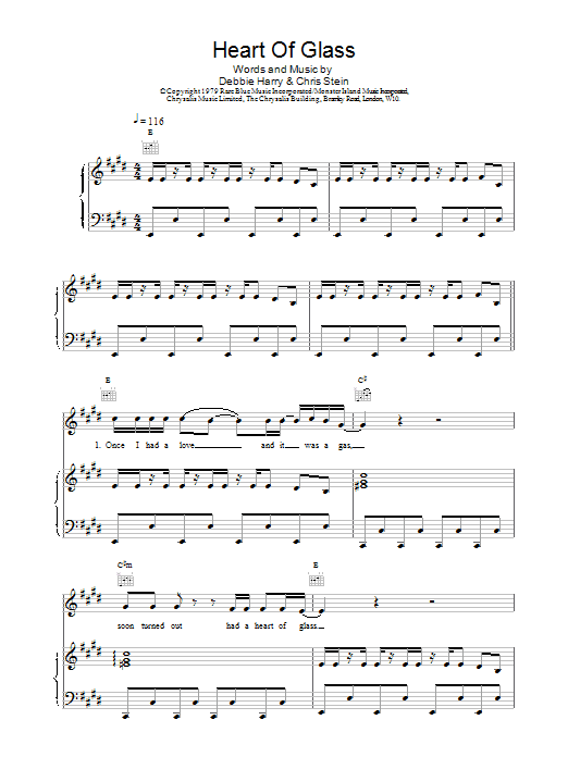 Blondie Heart Of Glass sheet music notes and chords arranged for Easy Piano