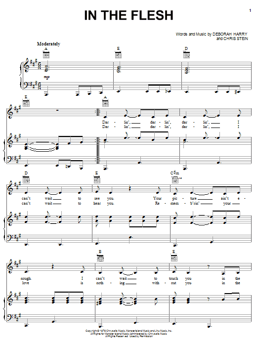 Blondie In The Flesh sheet music notes and chords arranged for Piano, Vocal & Guitar Chords (Right-Hand Melody)