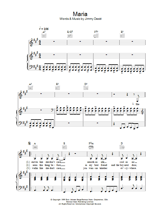 Blondie Maria sheet music notes and chords arranged for Lead Sheet / Fake Book