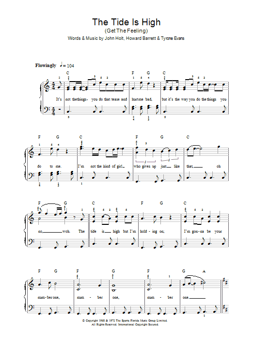 Blondie The Tide Is High (Get The Feeling) sheet music notes and chords arranged for SSA Choir