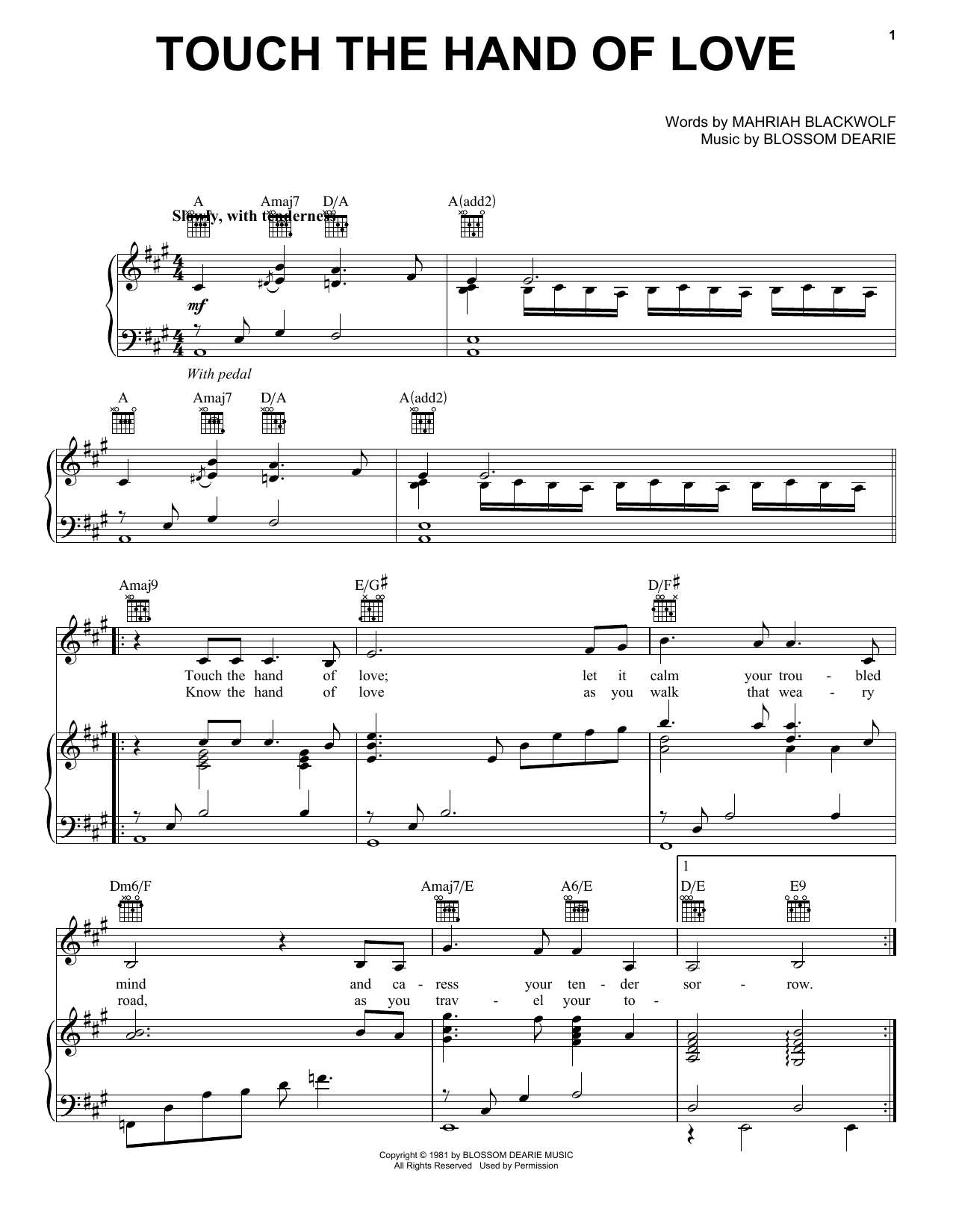 Blossom Dearie Touch The Hand Of Love sheet music notes and chords arranged for Ukulele