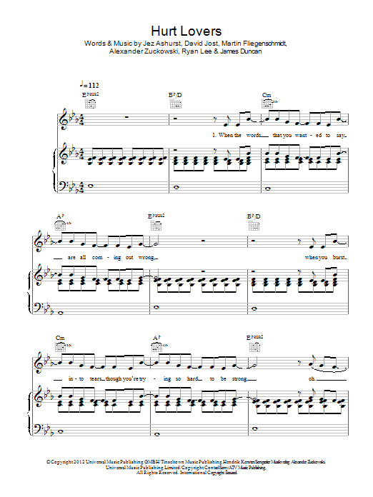 Blue Hurt Lovers sheet music notes and chords arranged for Piano, Vocal & Guitar Chords