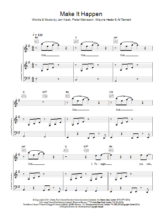 Blue Make It Happen sheet music notes and chords arranged for Piano, Vocal & Guitar Chords