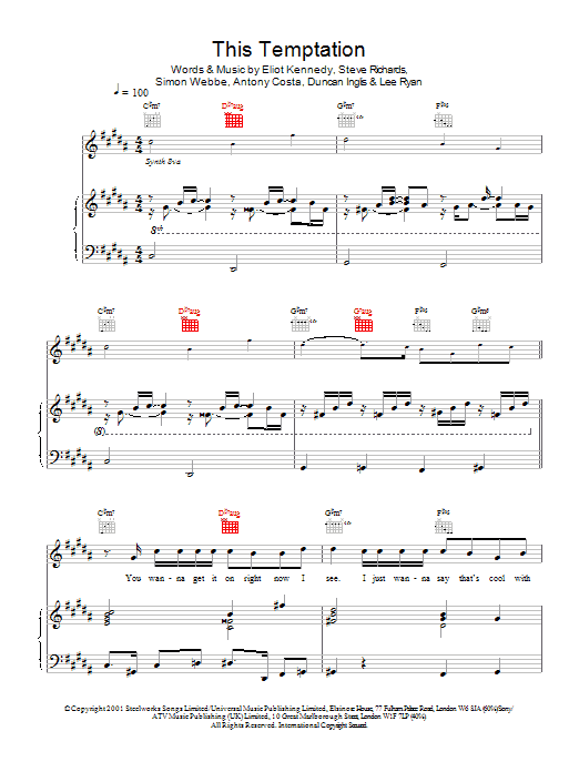 Blue This Temptation sheet music notes and chords arranged for Piano, Vocal & Guitar Chords