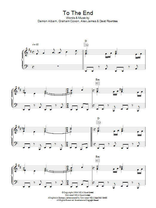 Blur To The End sheet music notes and chords arranged for Guitar Tab