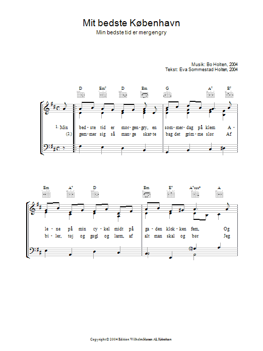 Bo Holten Mit Bedste Kobenhavn sheet music notes and chords. Download Printable PDF.