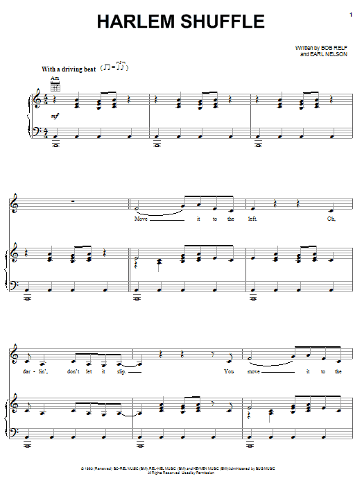 Bob & Earl The Harlem Shuffle sheet music notes and chords arranged for Piano, Vocal & Guitar Chords (Right-Hand Melody)