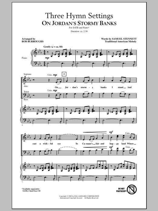 Bob Burroughs Three Hymn Settings sheet music notes and chords arranged for SATB Choir