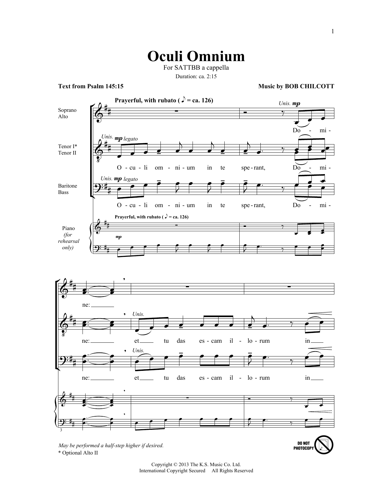 Bob Chilcott Oculi Omnium sheet music notes and chords arranged for SATB Choir
