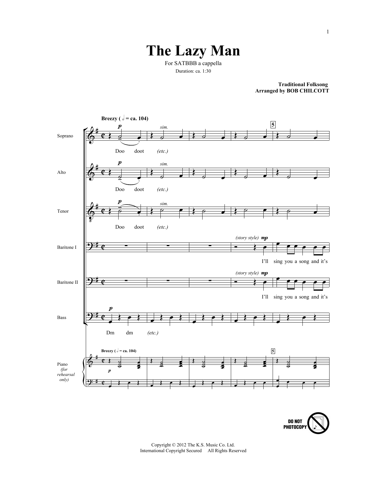 Bob Chilcott The Lazy Man sheet music notes and chords arranged for SATB Choir