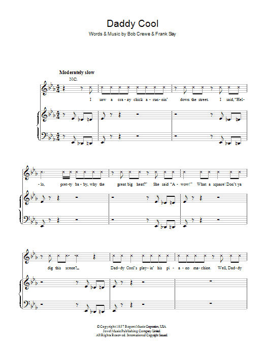 Bob Crewe Daddy Cool sheet music notes and chords arranged for Piano, Vocal & Guitar Chords