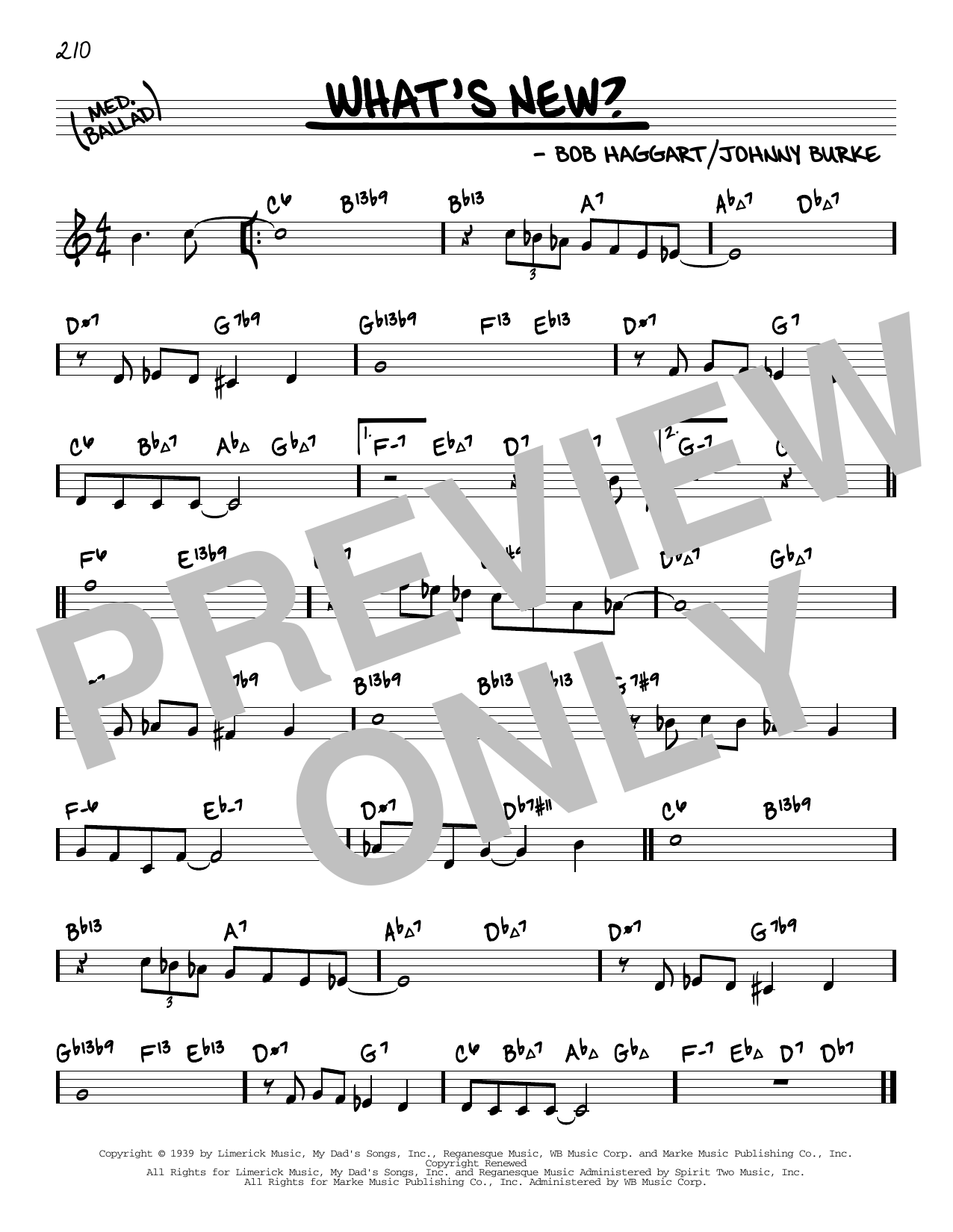 Bob Crosby & His Orchestra What's New? (arr. David Hazeltine) sheet music notes and chords arranged for Real Book – Enhanced Chords
