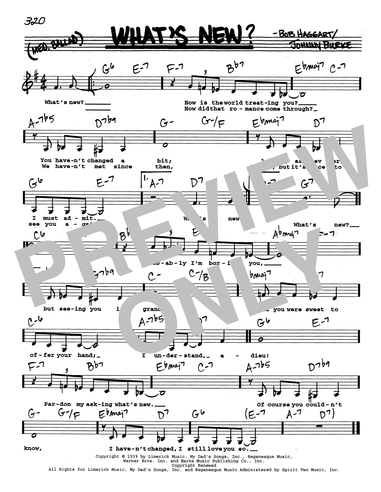 Bob Crosby and His Orchestra What's New? (Low Voice) sheet music notes and chords arranged for Real Book – Melody, Lyrics & Chords