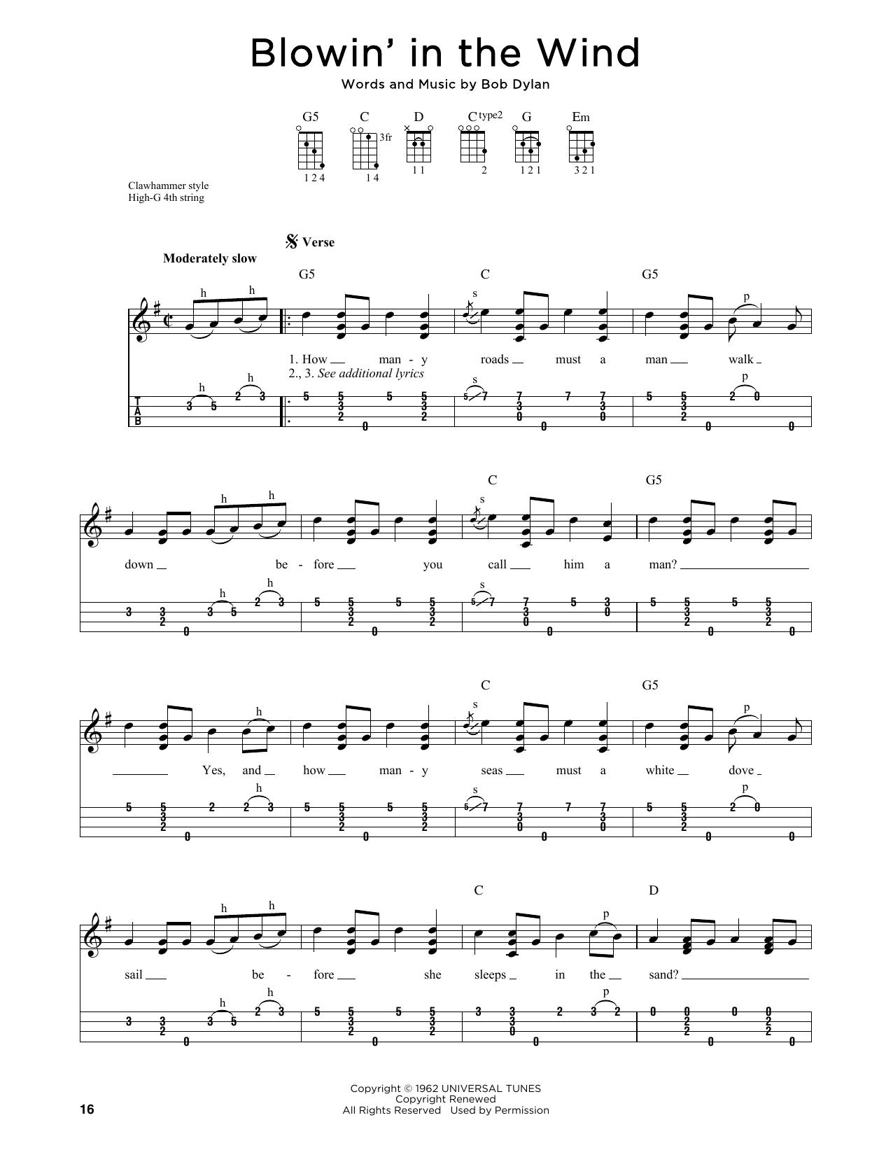 Bob Dylan Blowin' In The Wind (arr. Jim Schustedt) sheet music notes and chords arranged for Ukulele