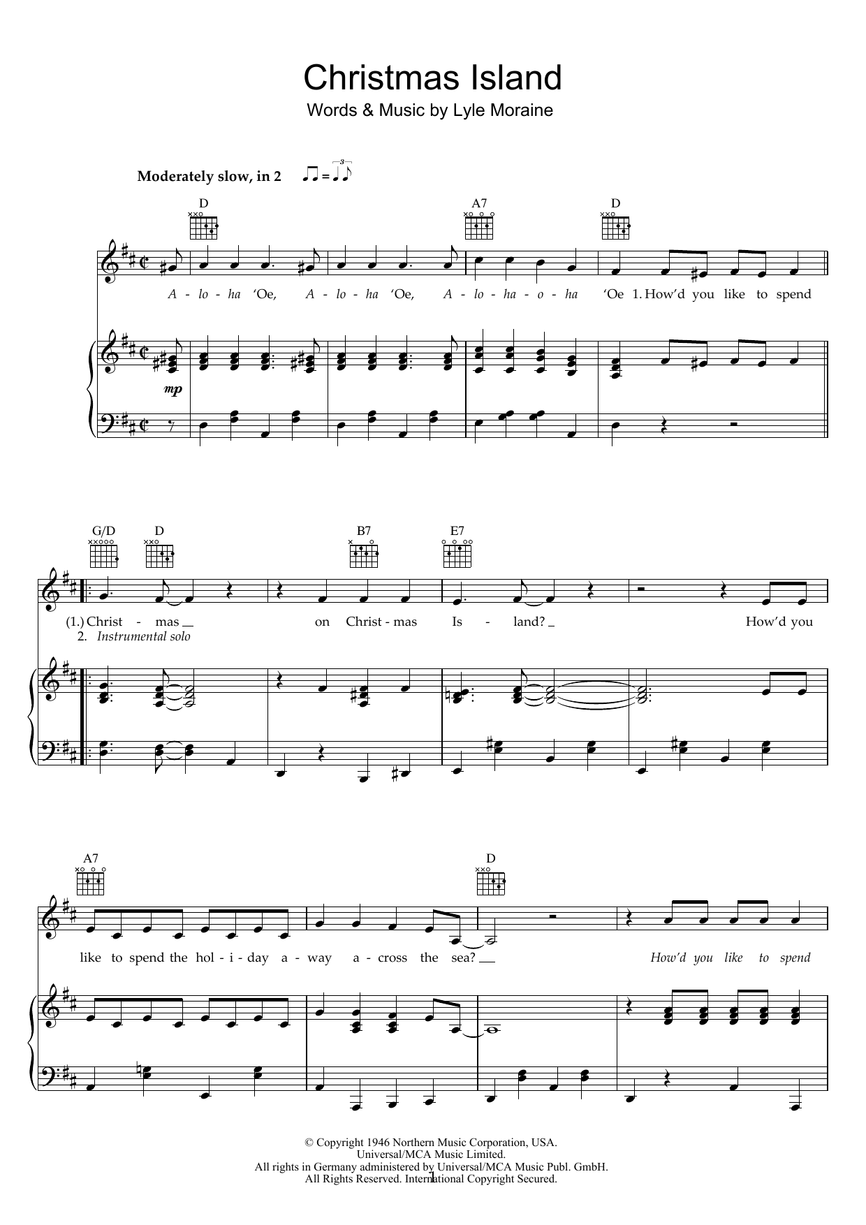 Bob Dylan Christmas Island sheet music notes and chords arranged for Piano, Vocal & Guitar Chords