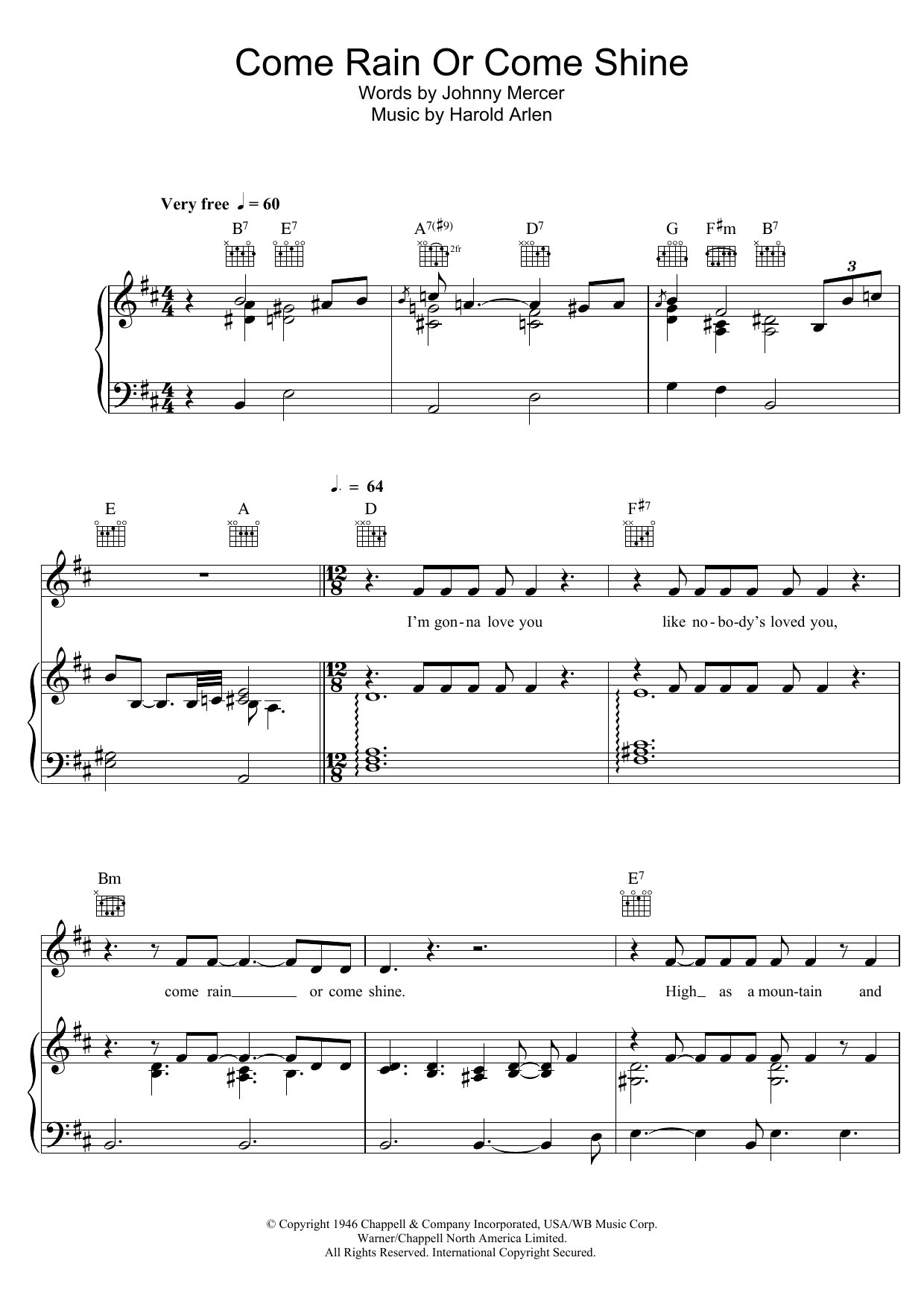 Bob Dylan Come Rain Or Come Shine sheet music notes and chords arranged for Piano, Vocal & Guitar Chords