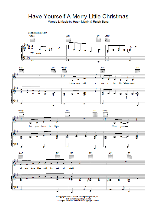 Bob Dylan Have Yourself A Merry Little Christmas sheet music notes and chords arranged for Piano, Vocal & Guitar Chords