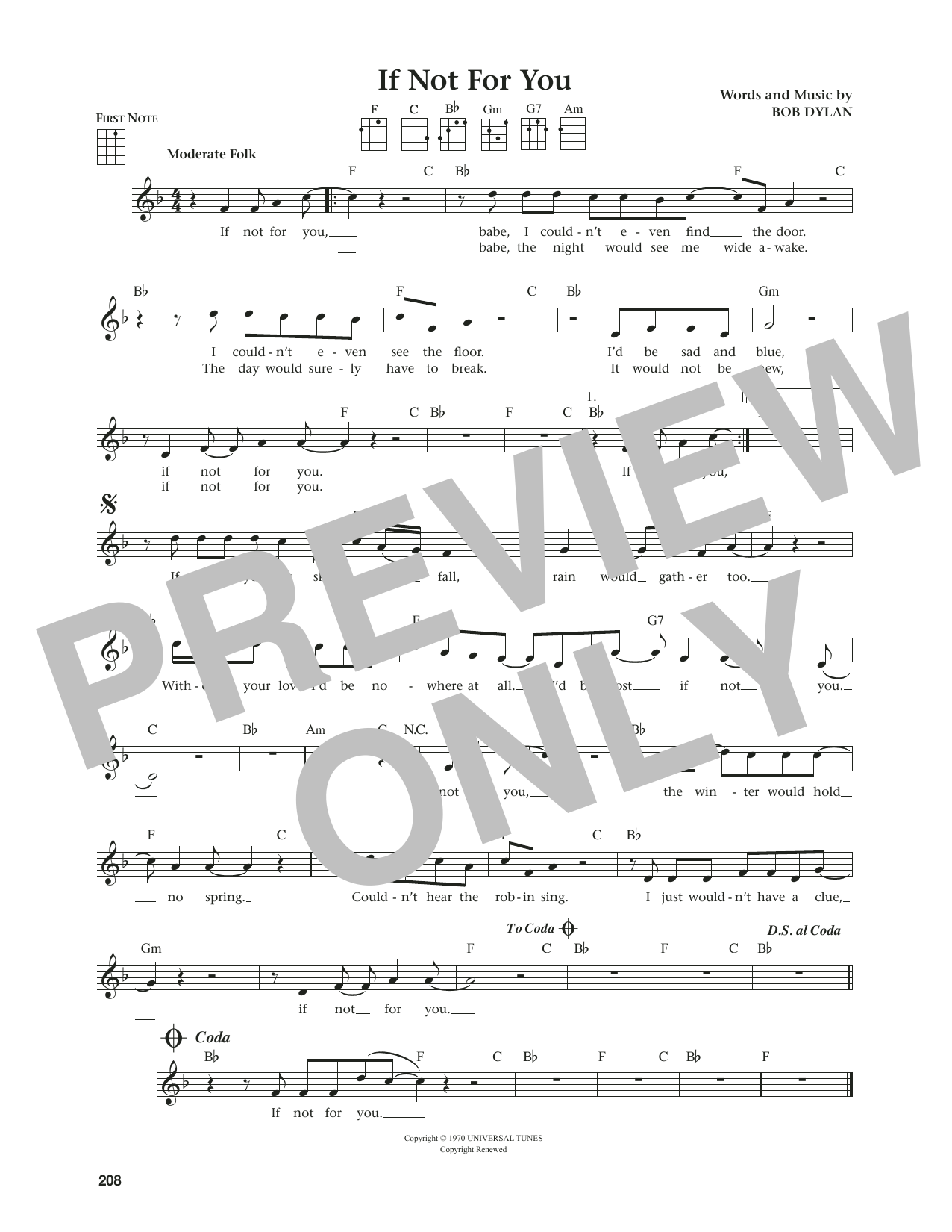 Bob Dylan If Not For You (from The Daily Ukulele) (arr. Jim Beloff) sheet music notes and chords arranged for Ukulele