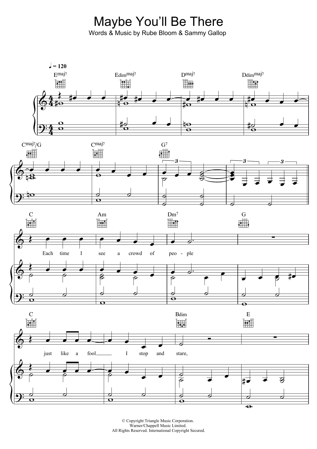 Bob Dylan Maybe You'll Be There sheet music notes and chords arranged for Piano, Vocal & Guitar Chords