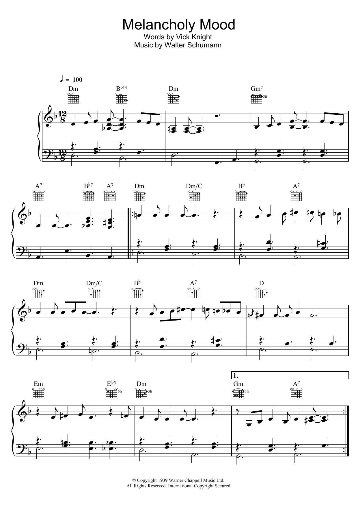 Bob Dylan Melancholy Mood sheet music notes and chords arranged for Piano, Vocal & Guitar Chords